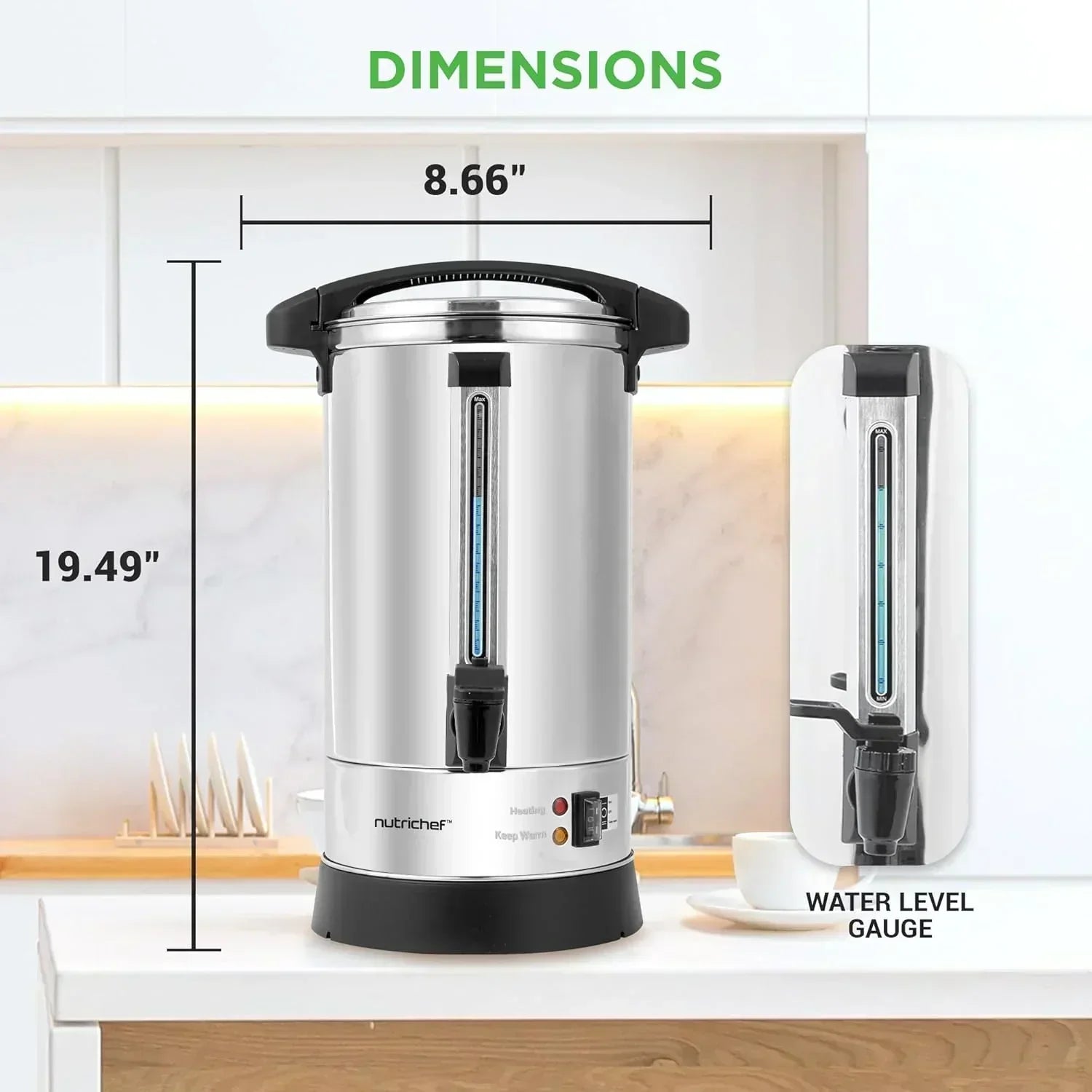 NutriChef Water Heater and Hot Water Dispenser 8L Electric Beverage Dispenser wourant