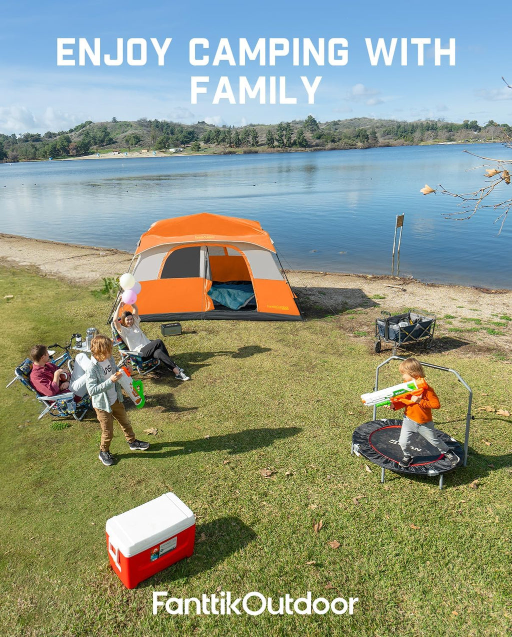 Portable camping tent for 4/6/8/10 people with instant cabin and rainproof and windproof wourant