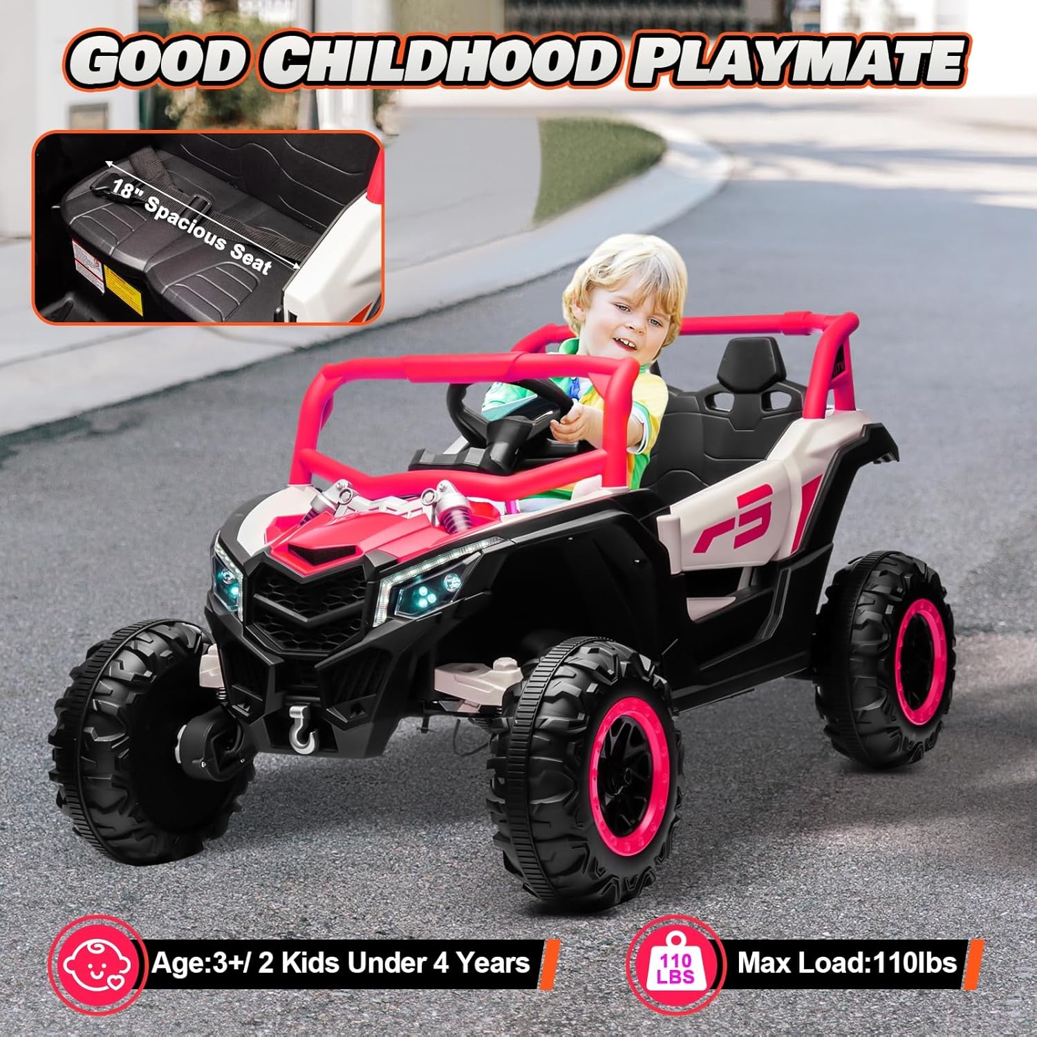 JOYRACER Kids Remote Control Car with 4 x 150W Motors Shock Absorbers Bluetooth MP3 Player wourant