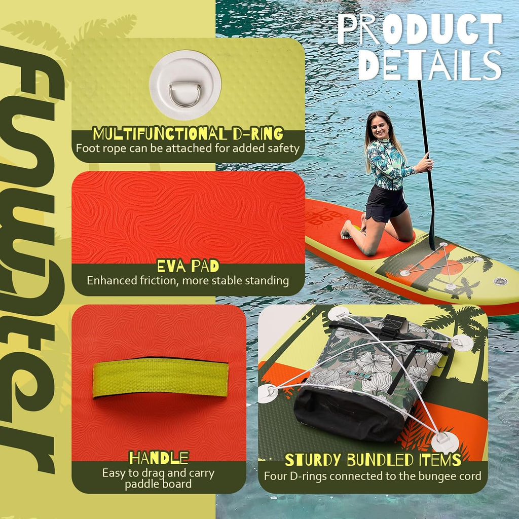 FunWater Inflatable Stand Up Paddle Board Premium SUP Paddle Accessories EVA Deck wourant