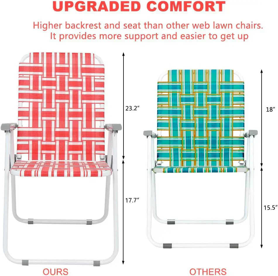 VINGLI Patio Lawn Webbed Folding Chairs Set of 2 Outdoor Beach Portable Lawn Chair wourant