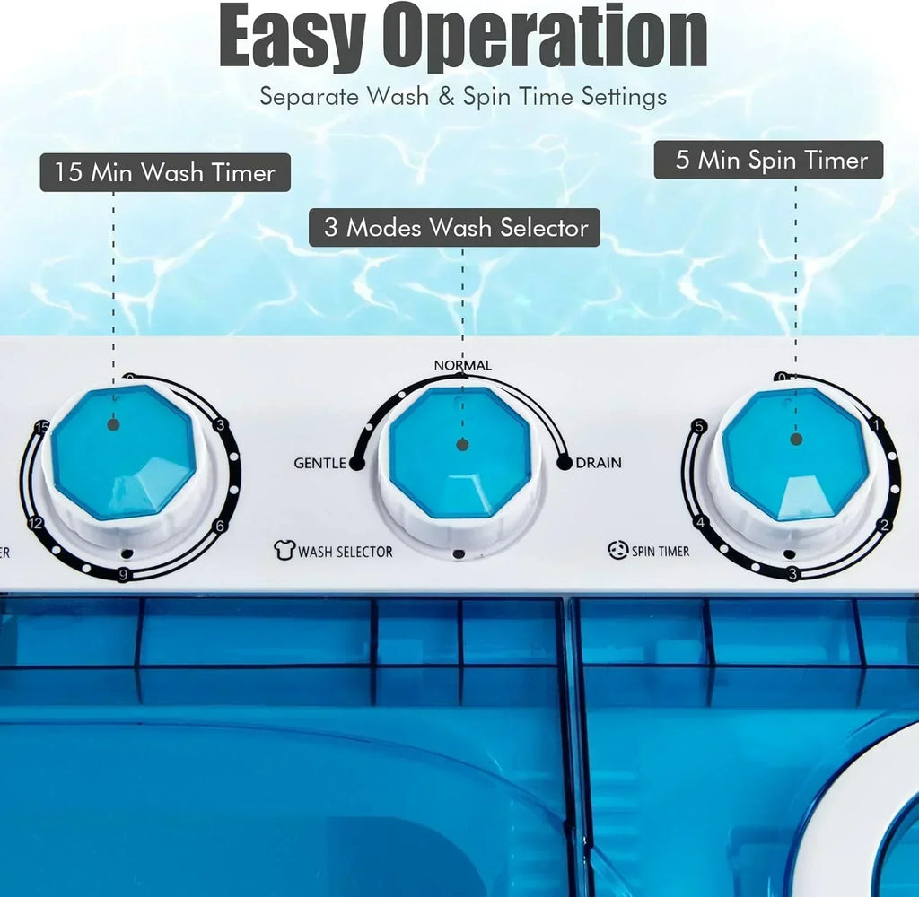 COSTWAY Double Tub 26 lb Capacity Laundry 18 lb 8 lb Spin Combo Drain Pump Washing Machine wourant