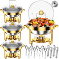Round Chafing Dishes for Buffet 4 Pack 5 Qt High Grade Chafing Dish Buffet Set wourant