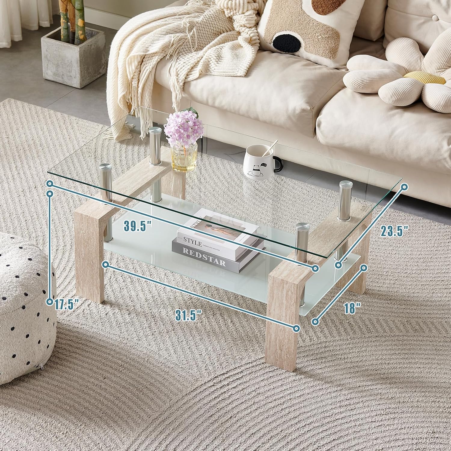 Living Room Rectangle Coffee Table Tea Table Suitable for Waiting Room Modern Side Coffee Table wourant