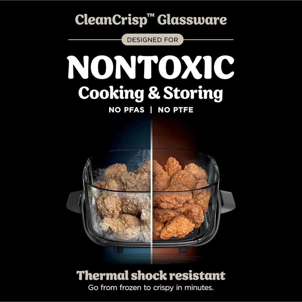 Ninja Crispi 4 in 1 Portable Glass Air Fryer Cooking System 4QT 6 Cup TempWare Glass Containers wourant