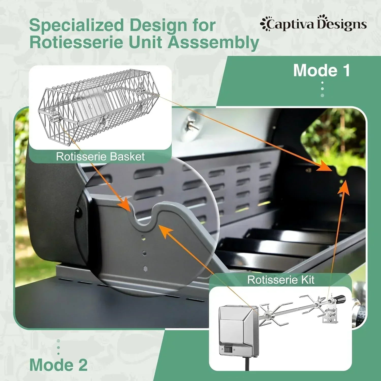 Captiva Designs 4-Burner Propane Gas BBQ Grill Side Burner Porcelain-Enameled Cast Iron Grates wourant