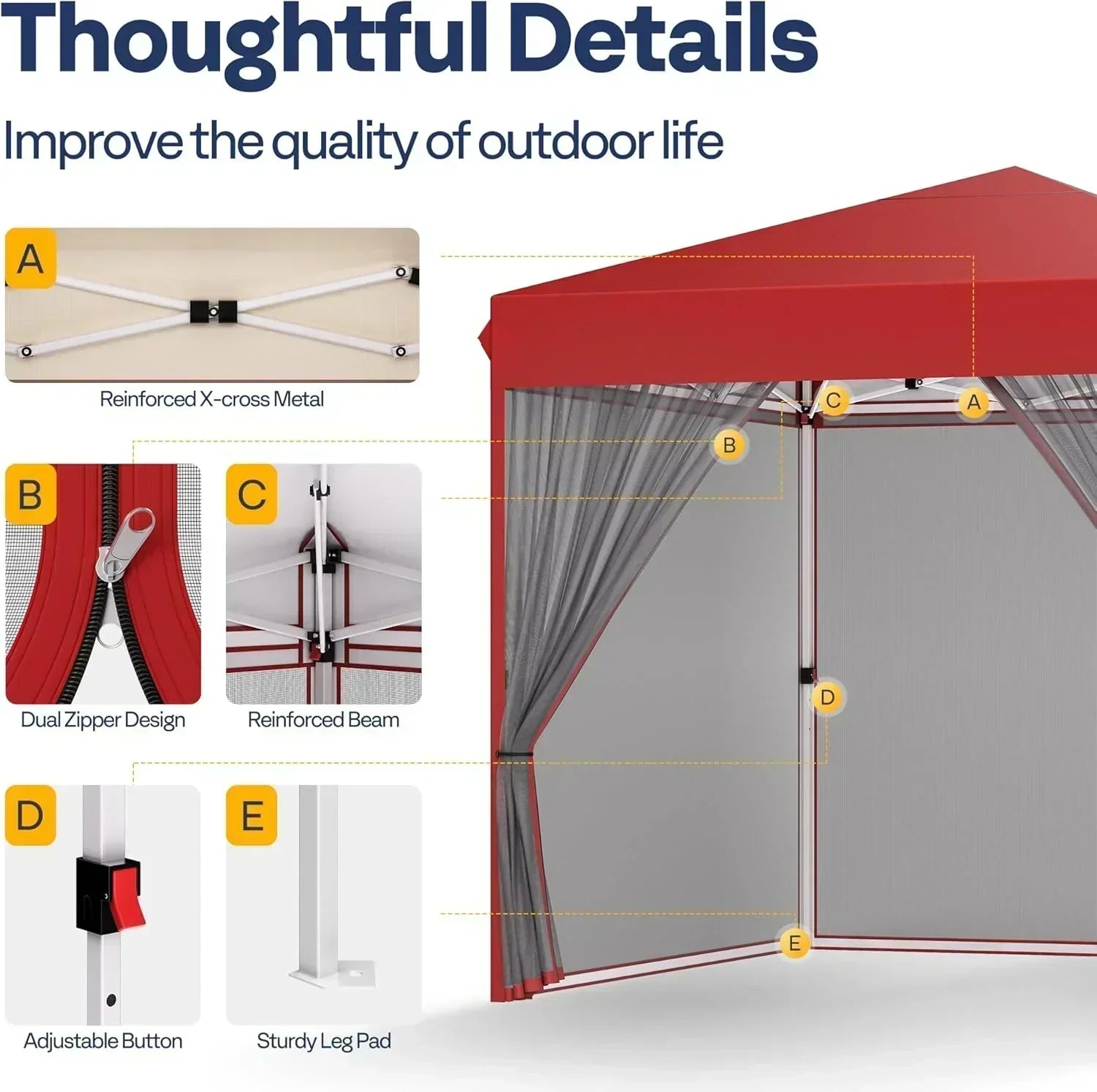 10x10ft Easy Pop-Up Canopy Outdoor Screen Tent with Mosquito Netting 2 Zipper Doors Roller Bag wourant