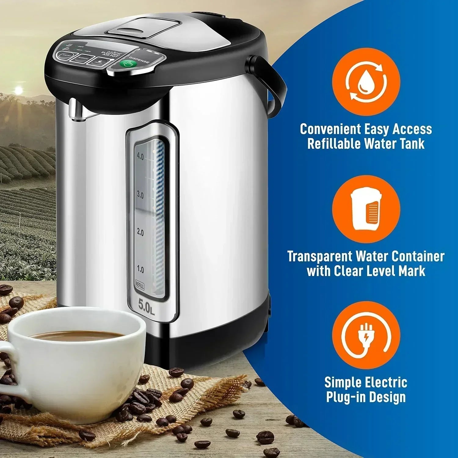 NutriChef Water Heater and Hot Water Dispenser 8L Electric Beverage Dispenser wourant