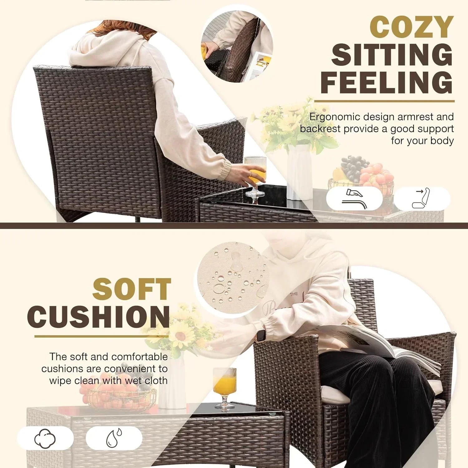 4 piece outdoor patio furniture set rattan chair wicker set wourant
