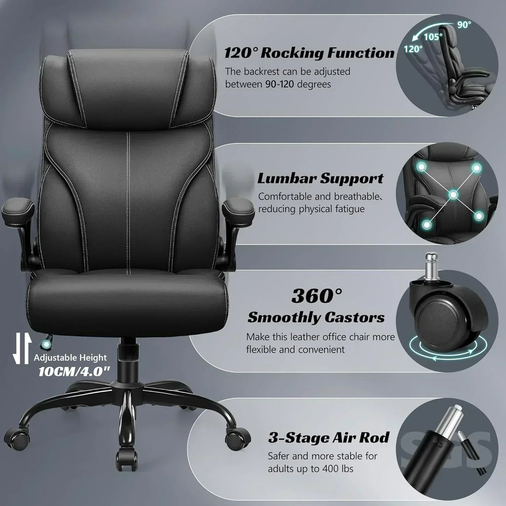 Office Chair Large High-Foot Computer Desk Chair Chair Lumbar Support Rotating Computer Chair wourant