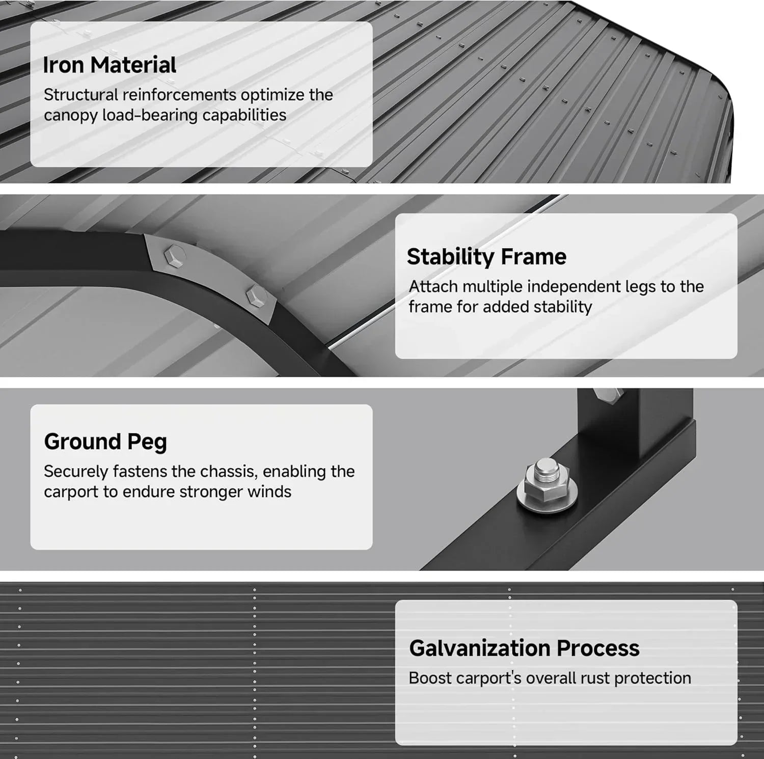 10'x15' Heavy Duty Metal Carport Outdoor Garage Car Shelter Shade with Heavier Frame wourant