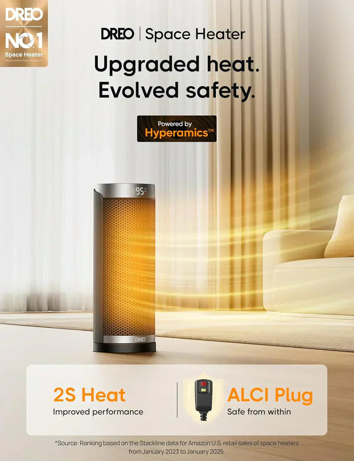 Space Heater 1500W Electric Indoor Heater with Thermostat Quiet Portable Heater wourant