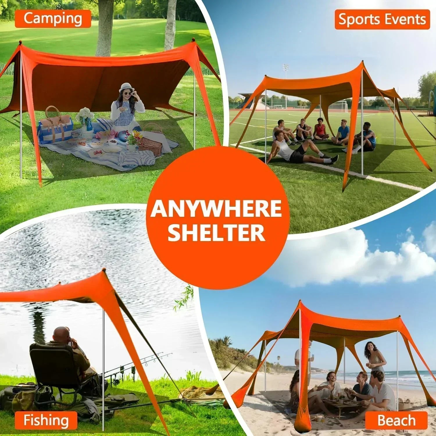 Beach Tent Sun Shelter 10 x 10 FT Beach Canopy Tent Sun Shade Heavy Duty UPF50+ Beach Tent wourant