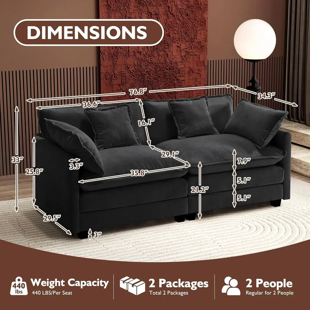 111.4 Inch L Shaped Modern Sofa Modular Cloud Sofa with Ottoman 4 Seater Chenille Deep Seat Sofa wourant