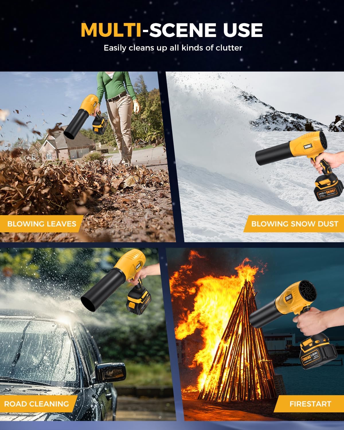 Leaf Blower Cordless with Battery and Charger Extended Nozzle Lightweight Handheld Design wourant