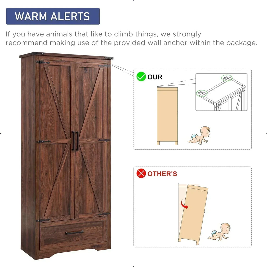 JXQTLINGMU Farmhouse Kitchen Pantry 72" Tall Wood Kitchen Storage Cabinet Adjustable Shelves wourant
