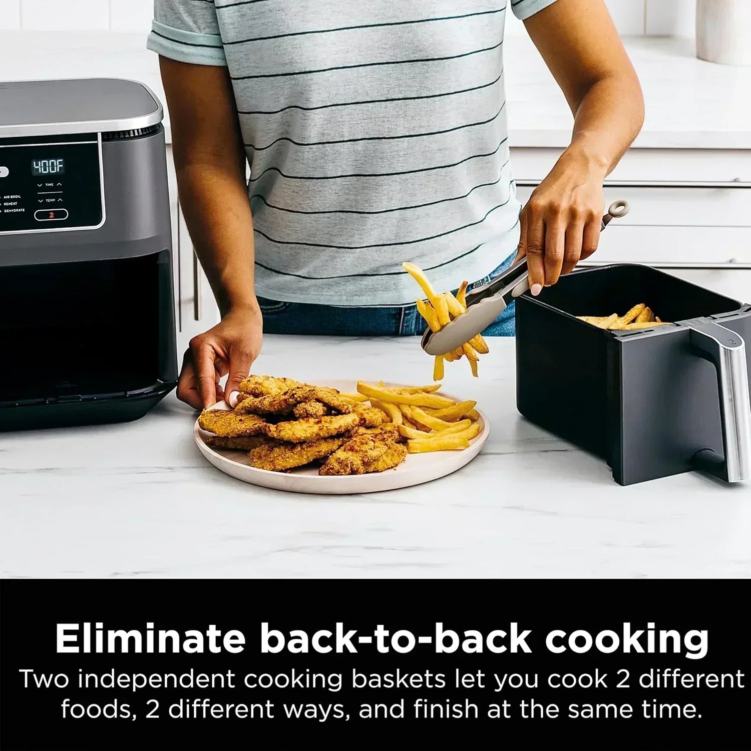 Ninja Foodi 6-in-1 FlexBasket Air Fryer with 7 QT MegaZone Basket Divider for Large Proteins wourant