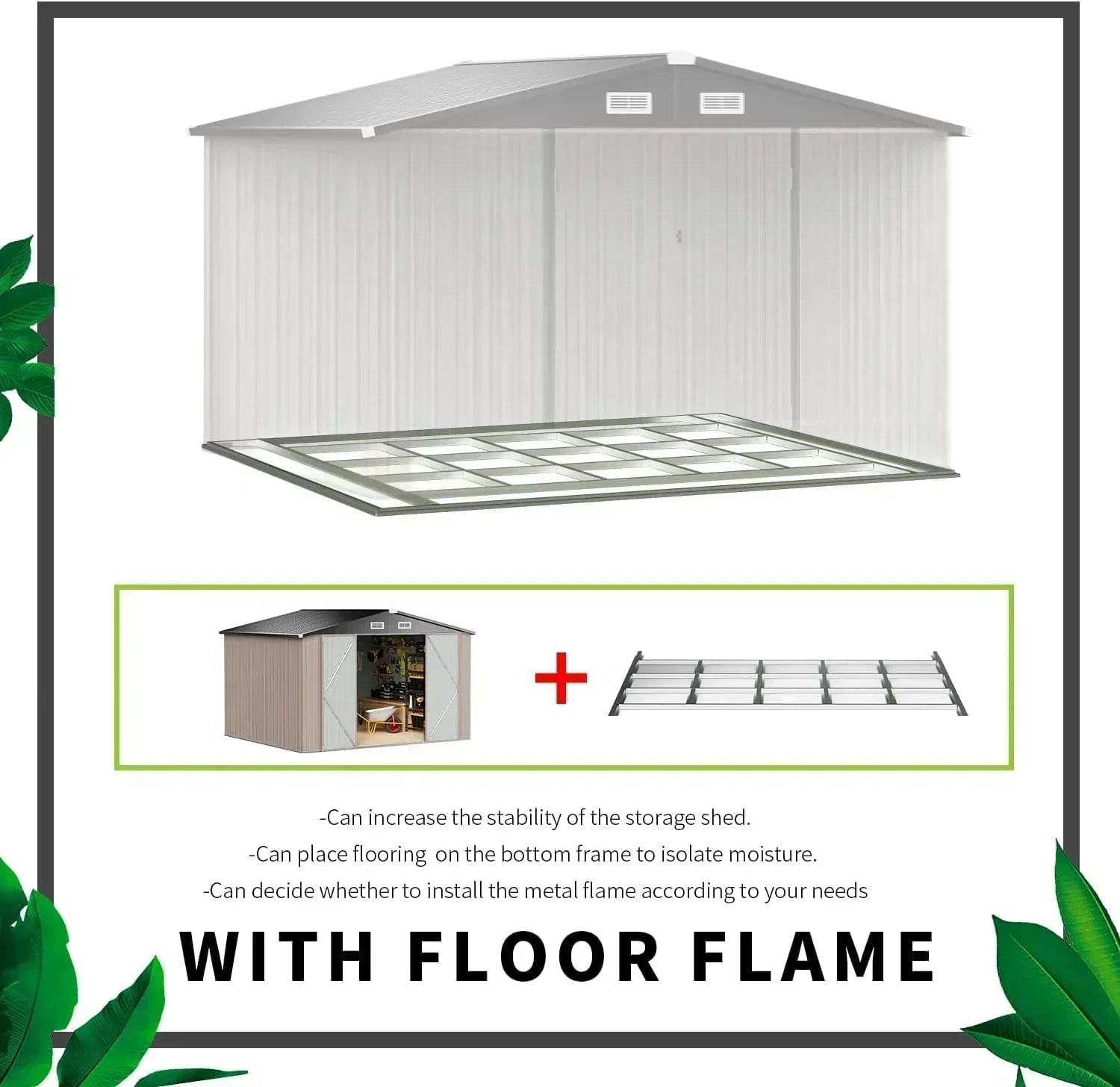 Aoxun 6.2x4 FT Shed Outdoor Storage Shed Metal Garden Shed Sloping Roof Tool Shed Bike Shed wourant