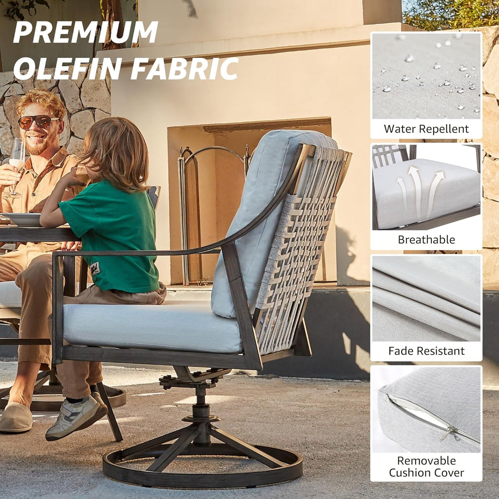 NATURAL EXPRESSIONS 5-Piece Outdoor Patio Dining Set 4pcs Patio Swivel Rocking Chairs wourant