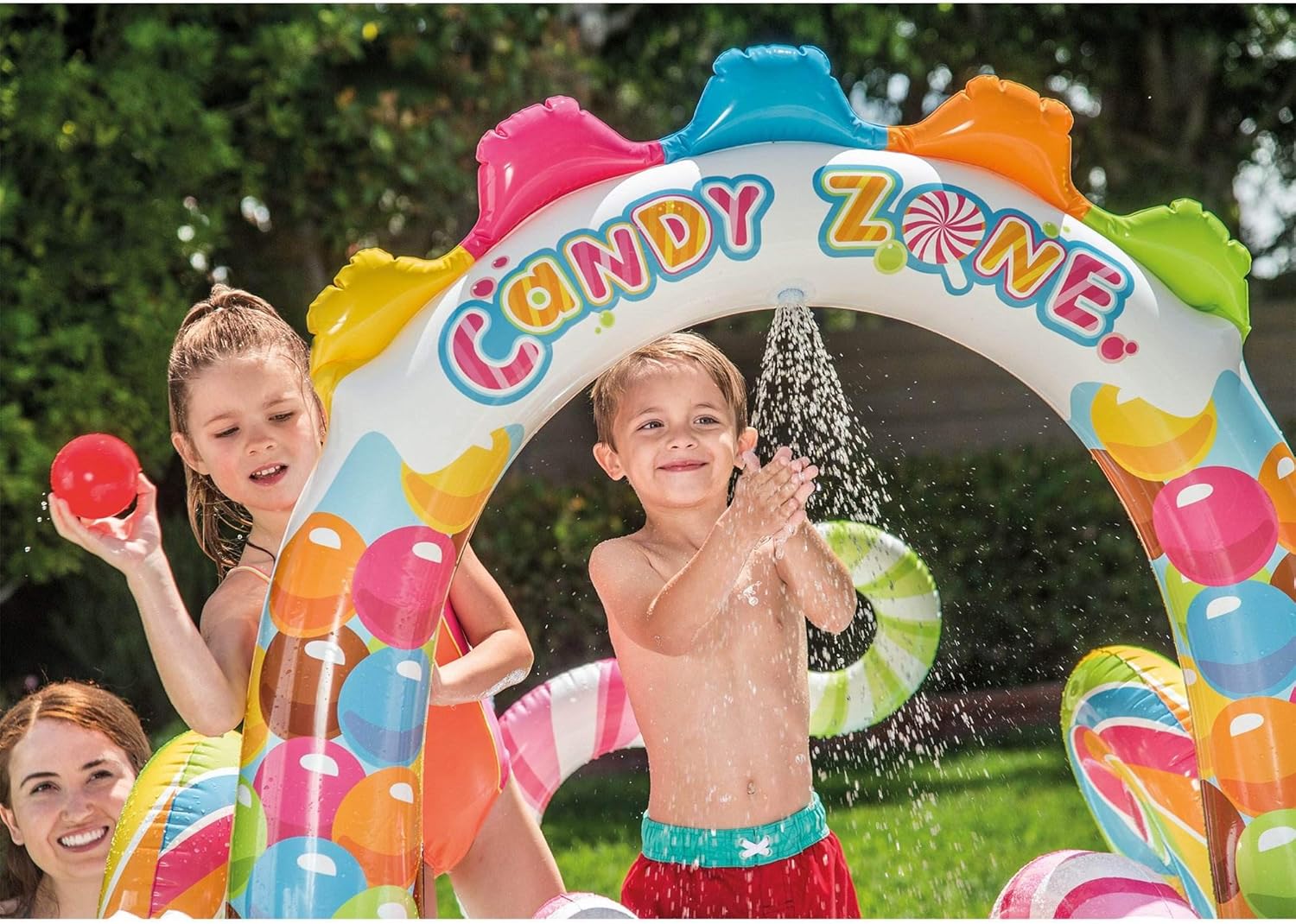Intex 96" x 78" x 28" Inflatable Jungle Adventure Play Center Spray Kiddie Pool Water Slide wourant