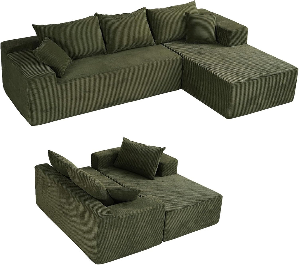 Cloud sofa with L-shaped lounge chair modern modular sofa with deep seats wourant