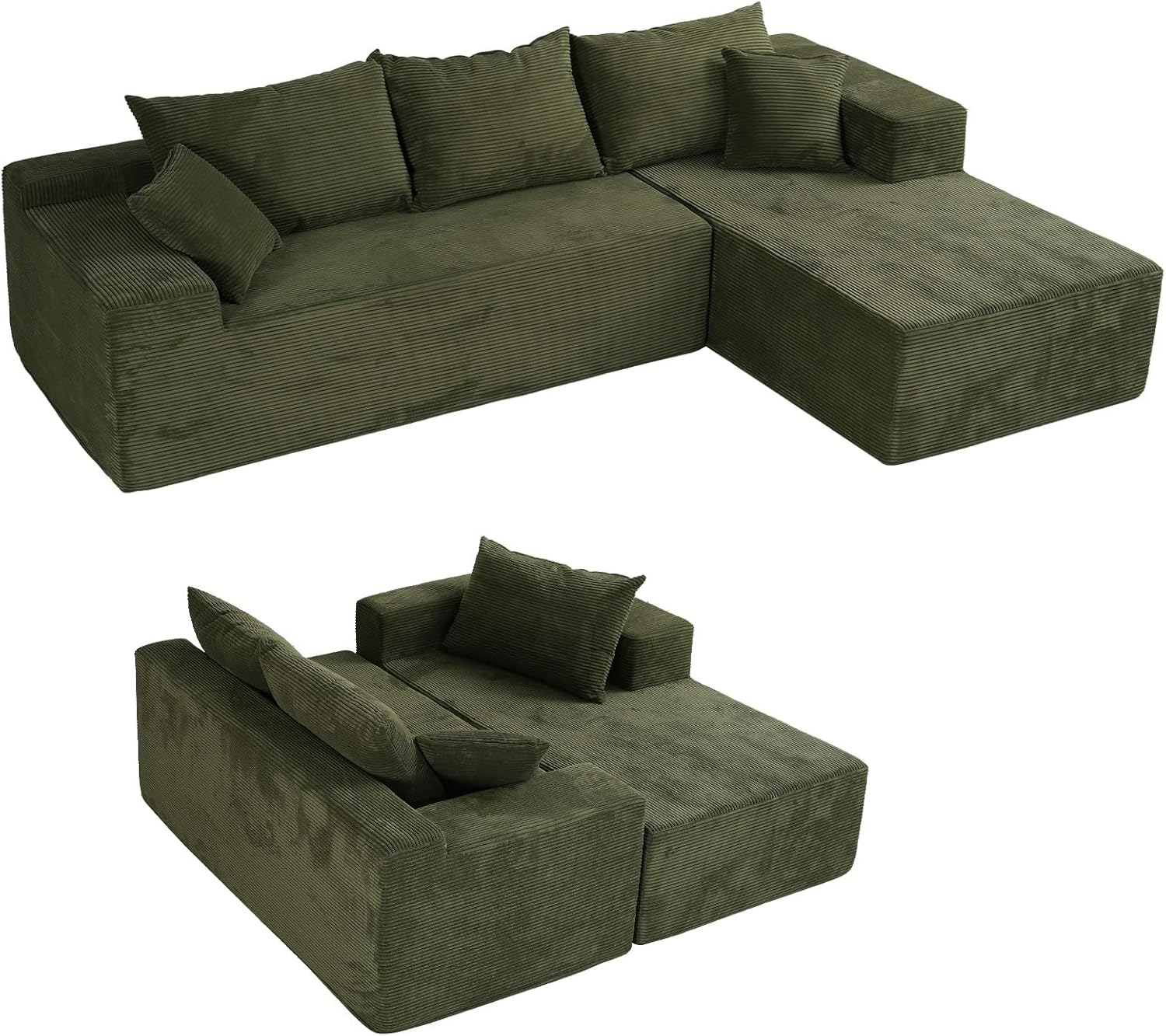 Cloud sofa with L-shaped lounge chair modern modular sofa with deep seats wourant