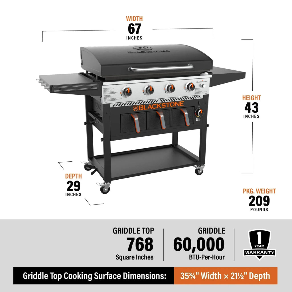 Blackstone 4-Burner 36" Propane Griddle with Air Fryer and Hood wourant