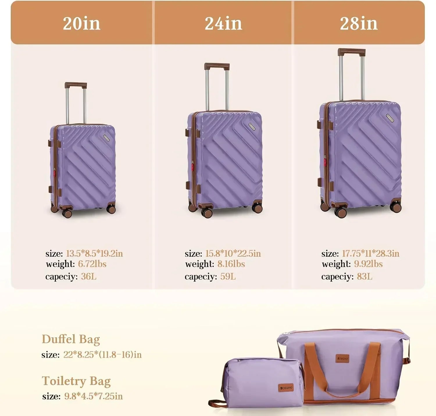 5 piece luggage set expandable suitcase 22x14x9 aviation certified durable waterproof travel set wourant
