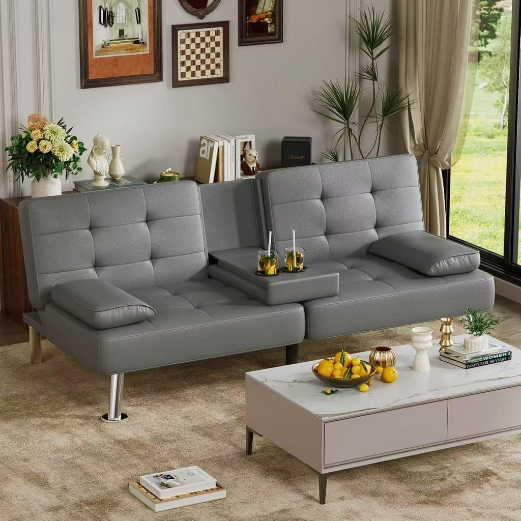 Homall Futon Sofa Bed Leather Futon Couch with Armrests Adjustable Recliner Sleeper Sofa Bed wourant