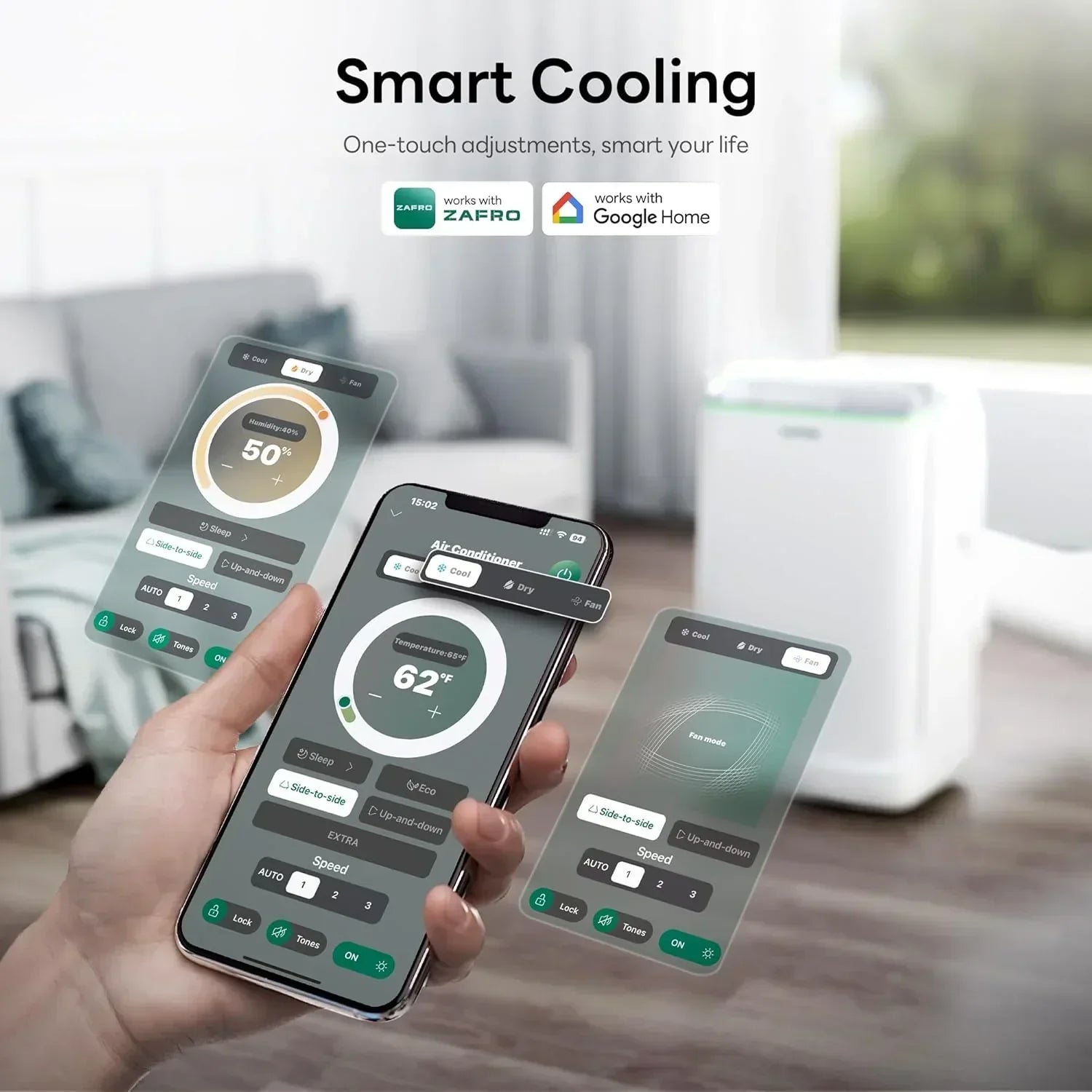 ZAFRO 8,000 BTU Portable Air Conditioners 4 Modes Portable AC Unit with Fast Cooling wourant