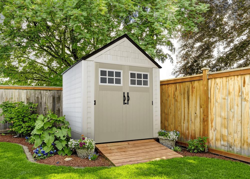 Rubbermaid Resin Outdoor Storage Shed With Floor Weather Resistant Gray Organization for Home wourant