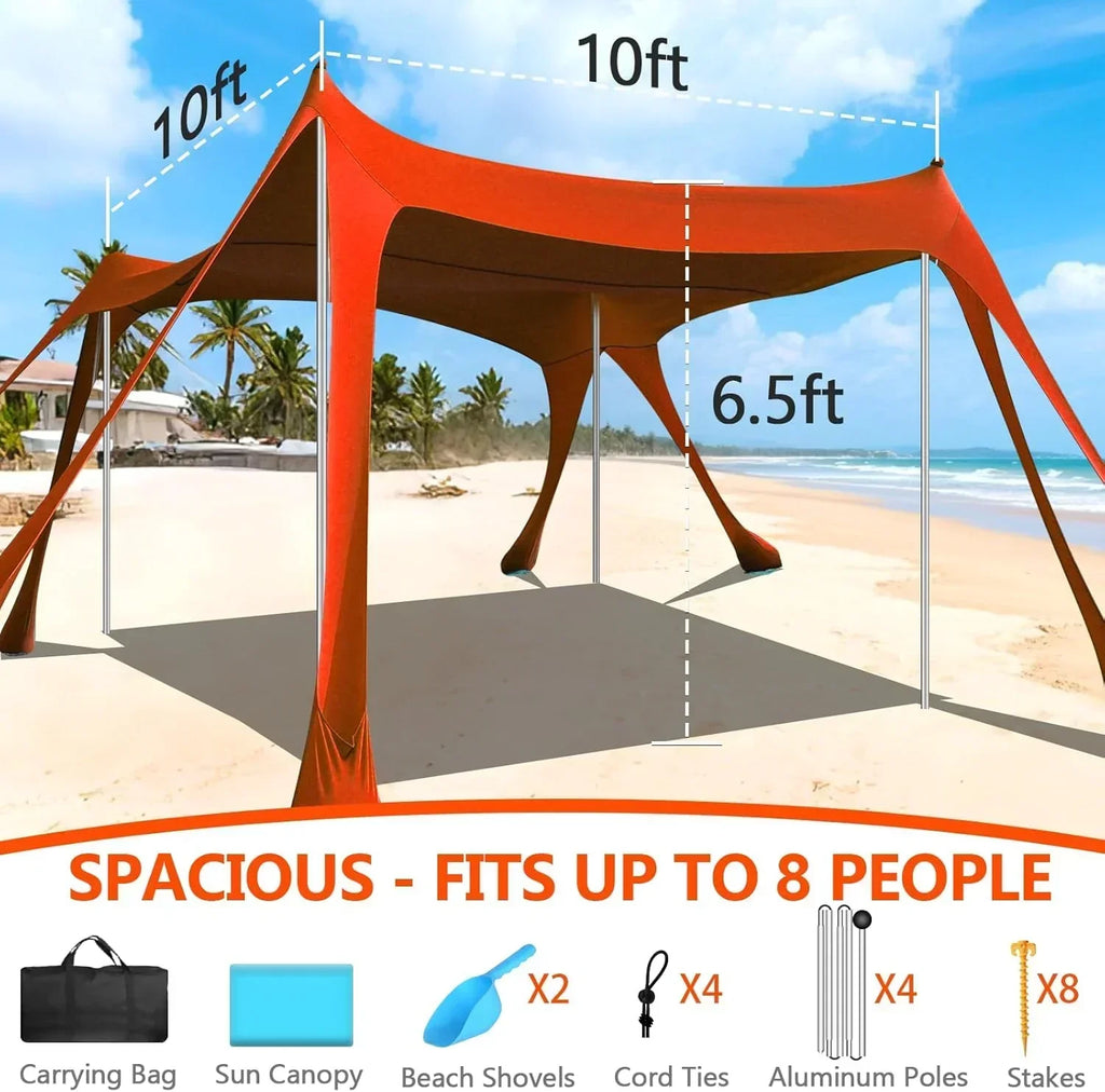 Beach Tent Sun Shelter 10 x 10 FT Beach Canopy Tent Sun Shade Heavy Duty UPF50+ Beach Tent wourant