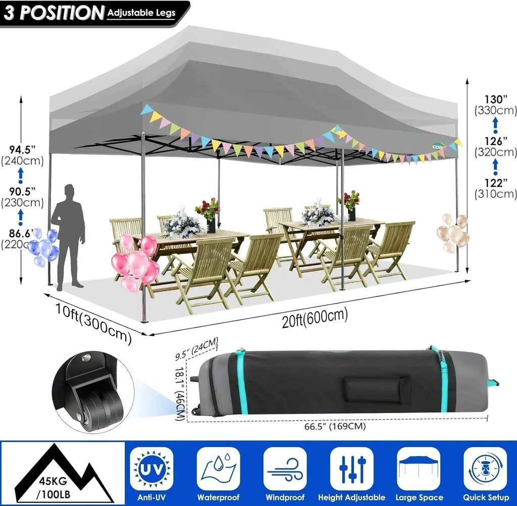COBIZI 10x20 Heavy Duty Pop up Canopy Tent 6 sidewalls Commercial Canopy Wedding Party Tents wourant