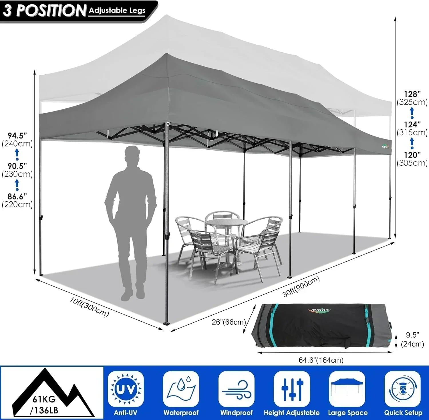 COBIZI 10x20 Heavy Duty Pop up Canopy Tent 6 sidewalls Commercial Canopy Wedding Party Tents wourant