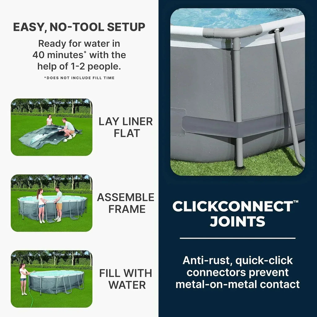 Power Steel 14' x 8'2" x 39.5" Oval Above Ground Pool Set Includes 530gal Filter Pump Ladder wourant