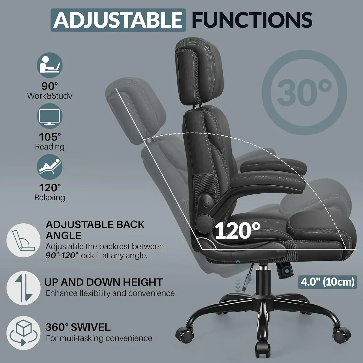 Office Chair Large High-Foot Computer Desk Chair Chair Lumbar Support Rotating Computer Chair wourant