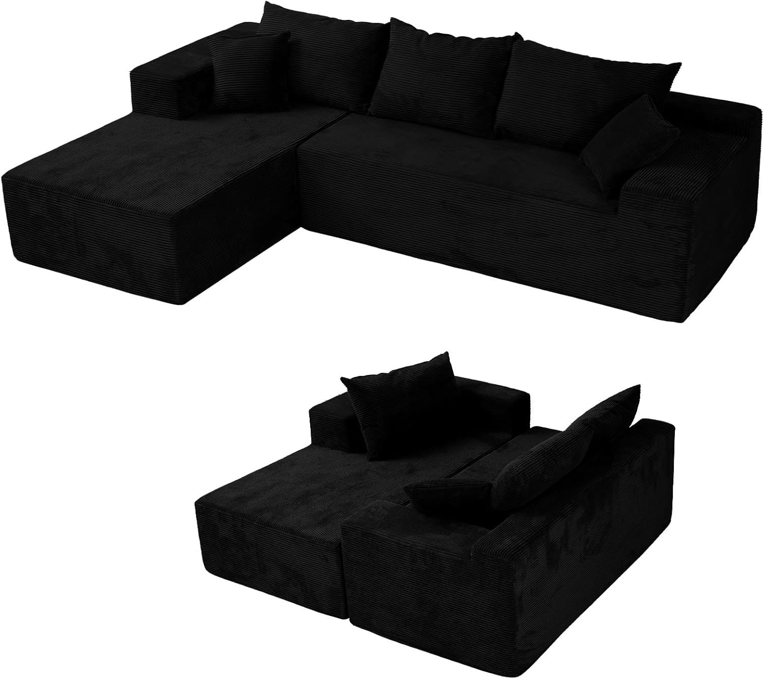 Cloud sofa with L-shaped lounge chair modern modular sofa with deep seats wourant