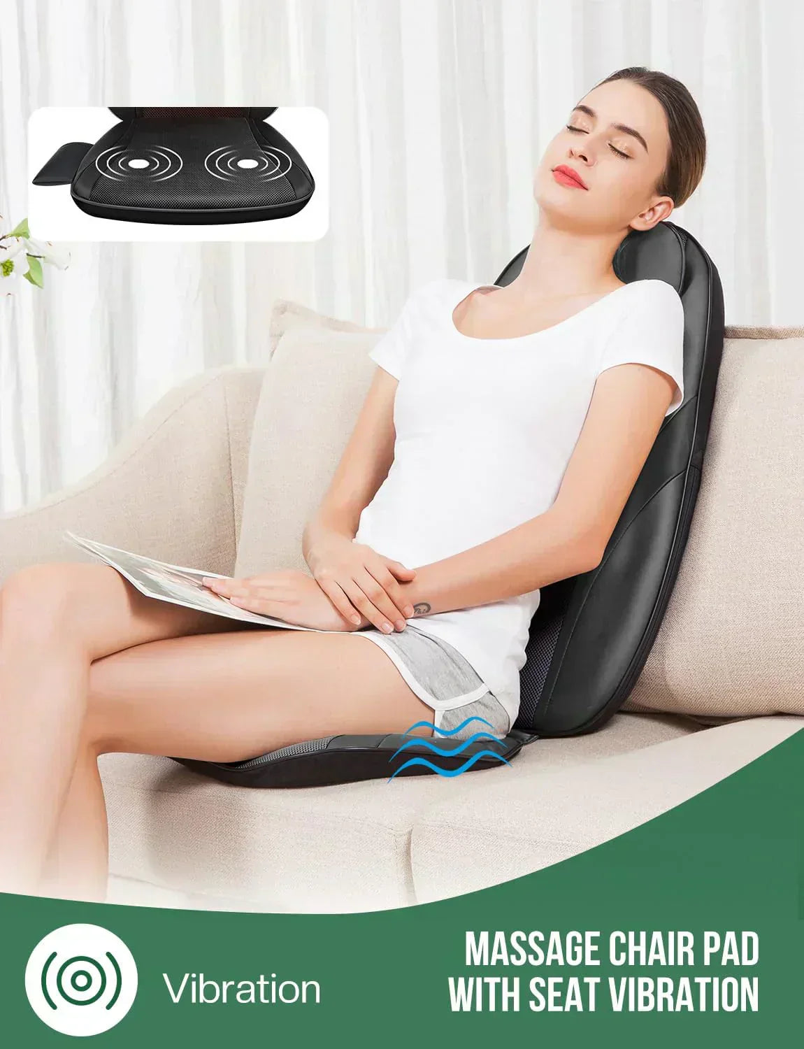 Snailax Shiatsu Massage Cushion with Heat Massage Chair Pad Kneading Back Massager for Home wourant