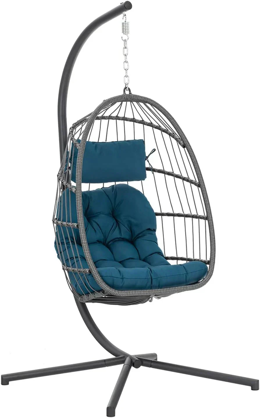 Yechen Indoor Outdoor Egg Hanging Chair Stand Patio Wicker Swing Egg Chair Swinging Chair wourant