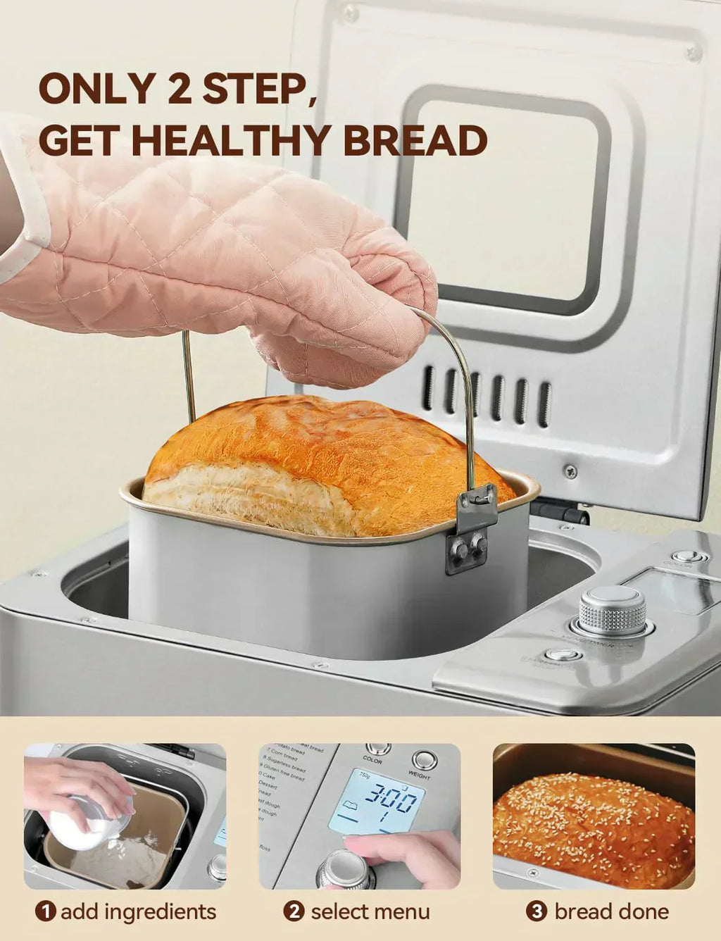 Neretva Bread Maker 20-in-1 2LB Bread Maker Dual Heater Bread Maker Automatic Ceramic Pan wourant
