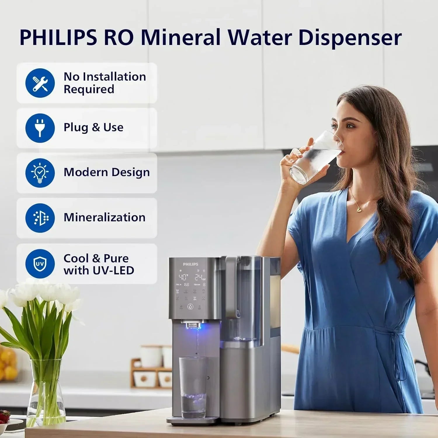 Reverse osmosis water filter countertop Philips 5-inch water filtration system purifier wourant