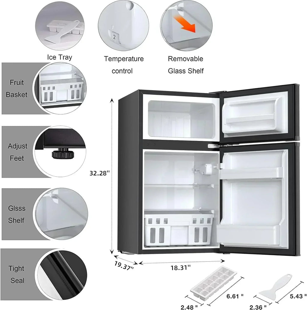 Antarctic Star Compact Mini Refrigerator Separate Freezer Small Fridge Double 2-Door wourant