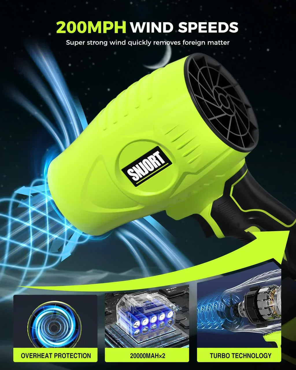 Leaf Blower Cordless with Battery and Charger Extended Nozzle Lightweight Handheld Design wourant