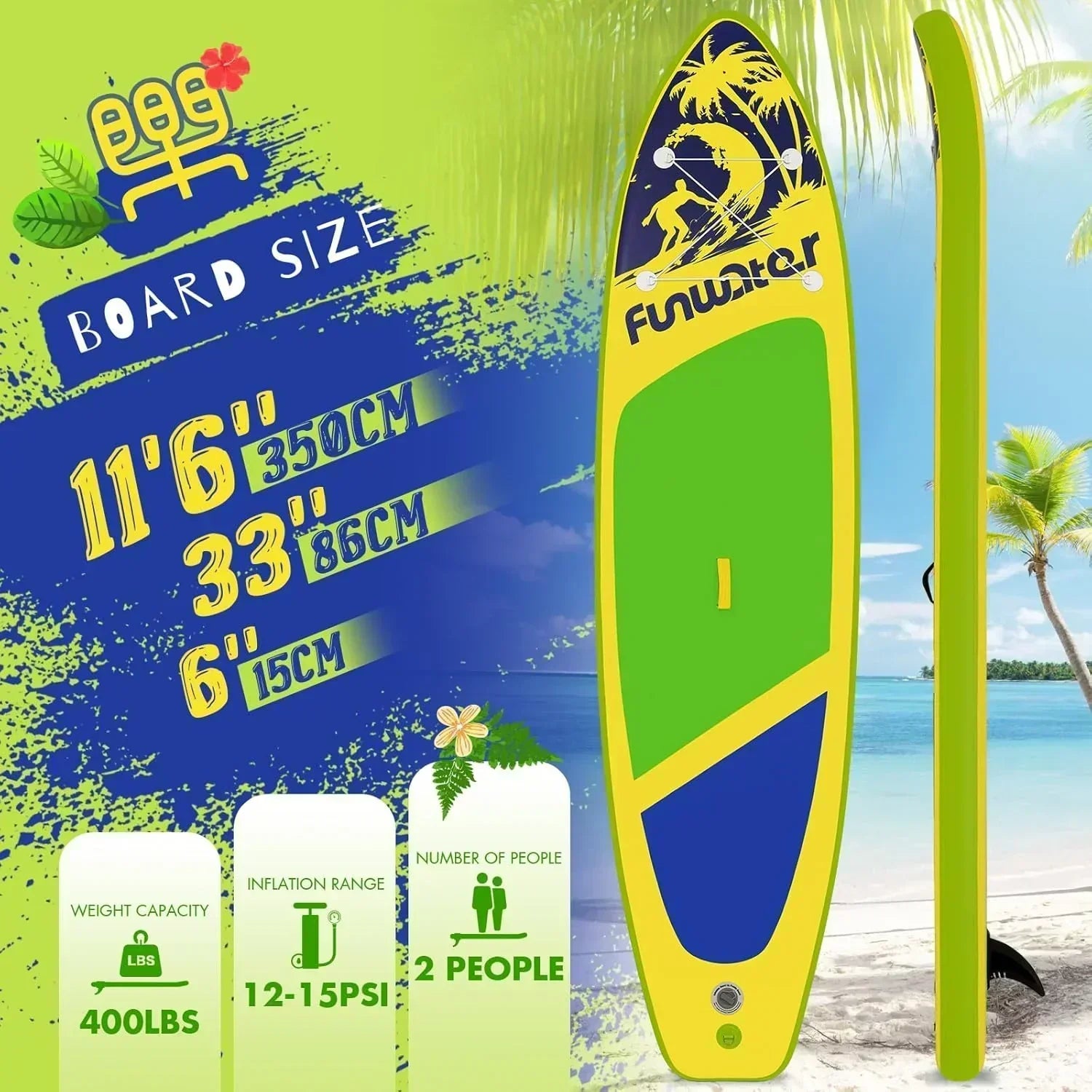 FunWater Inflatable Stand Up Paddle Board Premium SUP Paddle Accessories EVA Deck wourant