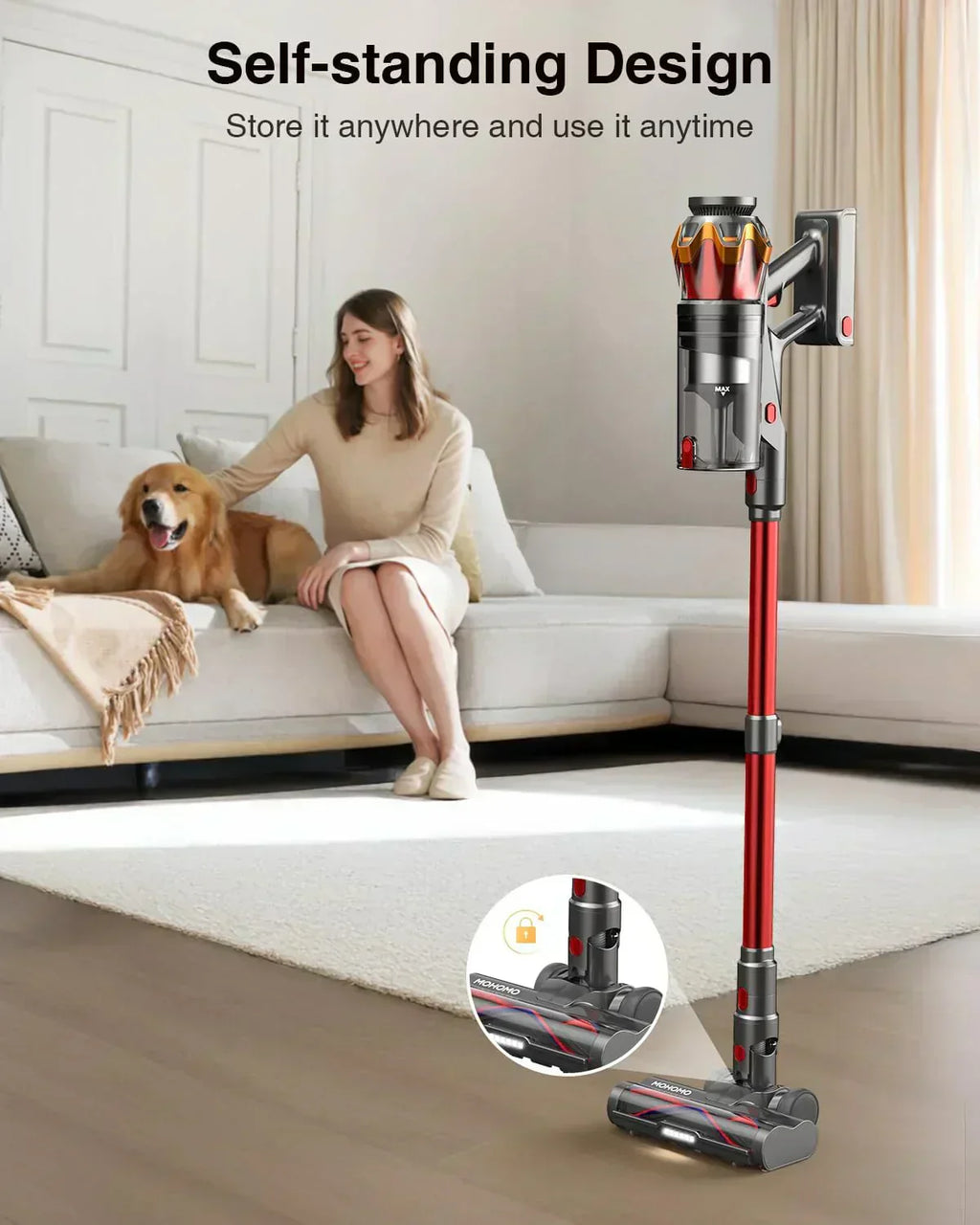 Cordless Vacuum Cleaner 580W 48KPA 65Mins Vacuum Cleaners for Home Self-Standing Stick Vacuum wourant