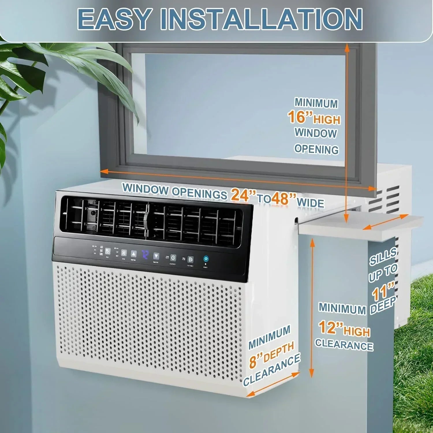 Antarctic Star 12,000 BTU U-Shaped Window Air Conditioner Unit Cools up to 550 Sq.Ft. with 6 Modes wourant
