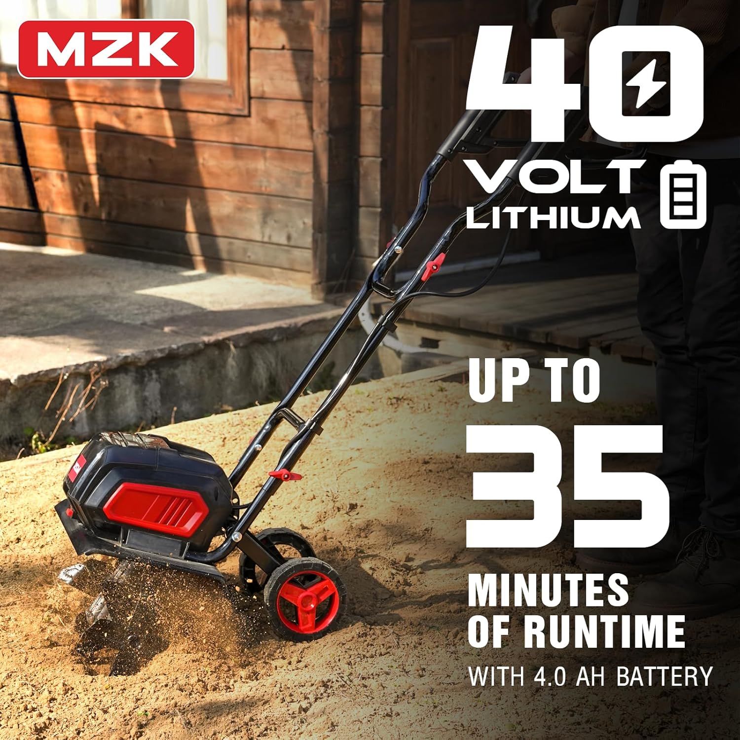 MZK 40V 12-inch Cordless Garden Tiller Battery Powered Garden Cultivator 2 x 4.0Ah Battery wourant