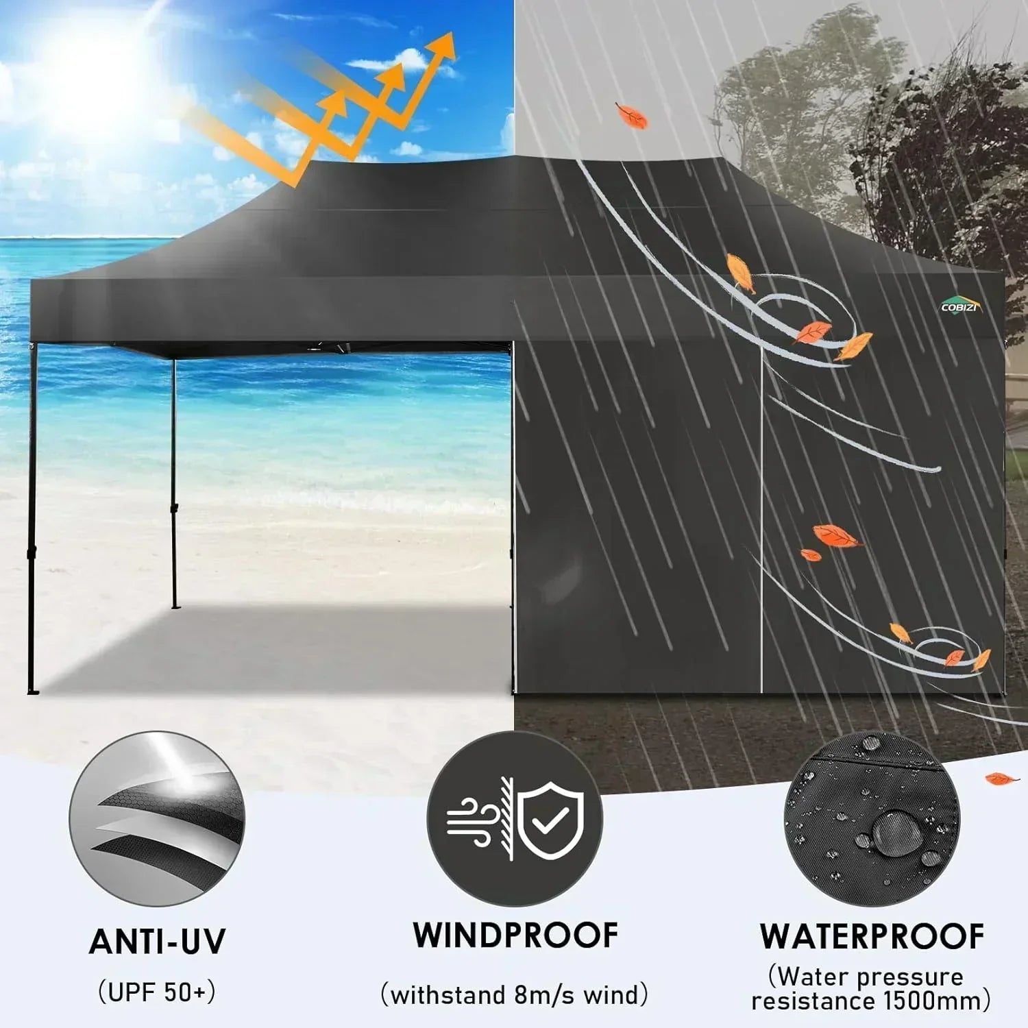 COBIZI 10x20 Heavy Duty Pop up Canopy Tent 6 sidewalls Commercial Canopy Wedding Party Tents wourant