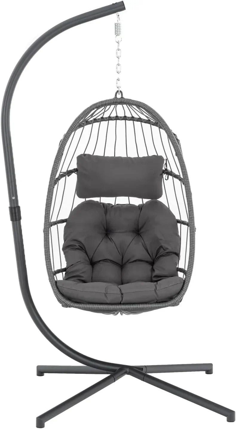 Yechen Indoor Outdoor Egg Hanging Chair Stand Patio Wicker Swing Egg Chair Swinging Chair wourant