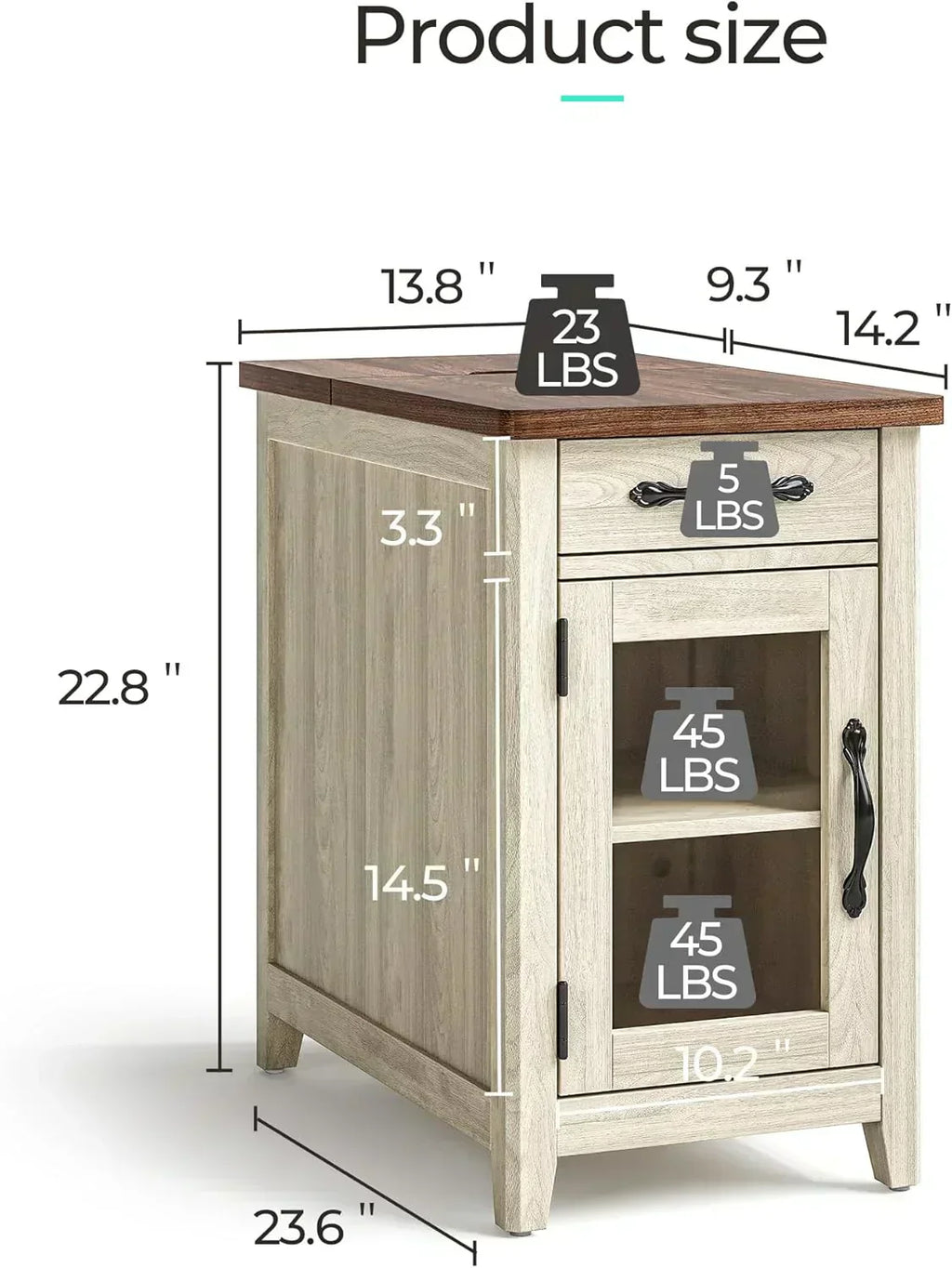 Farmhouse End Table Narrow Side Table Small Nightstand wourant